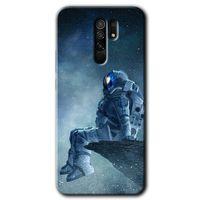 MRCİLETİSİM Xiaomi Redmi 9 Kılıf HD Desen Baskılı Arka Kapak+Temperli Cam - Astronot Yalnızlığı