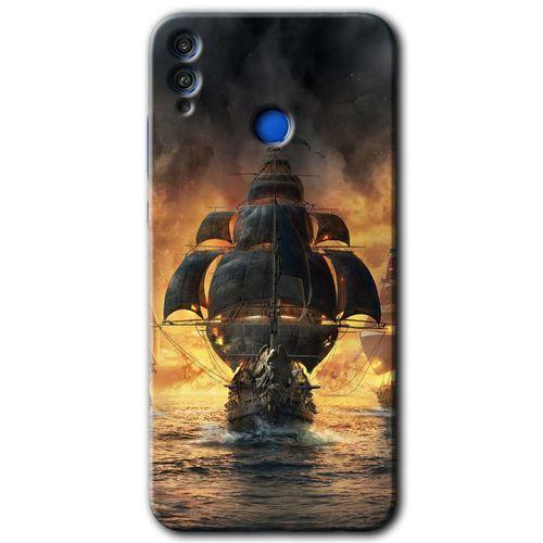 Honor 8c Kılıf HD Desen Baskılı Arka Kapak - Siyah İnci + Kırılmaz Cam