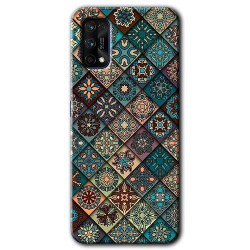 Realme 7 Pro Kılıf Baskılı Kapak - Mandala Desen + 5D Tam Kaplayan Cam