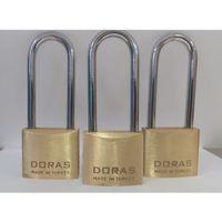 Doras Ersa 3'lü Set Uzun Kanca Pas Pirinç Asma Kilit 40 Mm