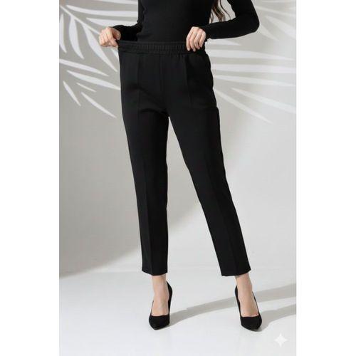 Kadın Uzun Kollu Dalıç Kumaş Cep Detay Beli Lastikli ütüsüz Pantolon