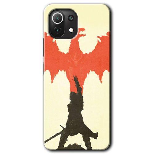 MRCİLETİSİM Xiaomi Mi 11 Kılıf HD Desen Baskılı Arka Kapak + Temperli Cam - Dragon Hunter 1