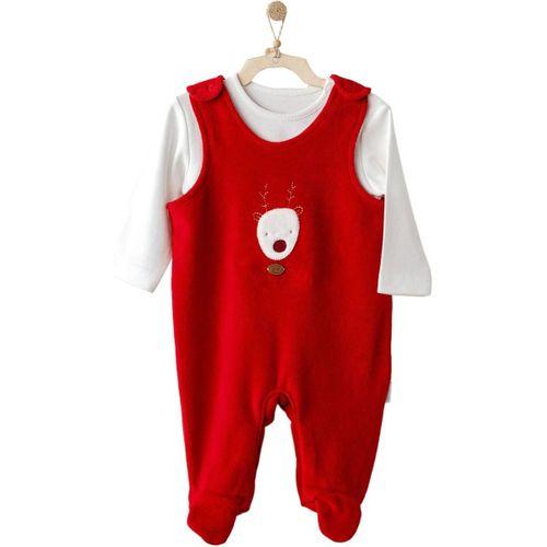 Andywawa Andywawa AC25339 Happy Newyear Kadife Bebek Tulum Takım Red