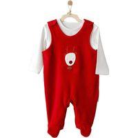 Andywawa Andywawa AC25339 Happy Newyear Kadife Bebek Tulum Takım Red