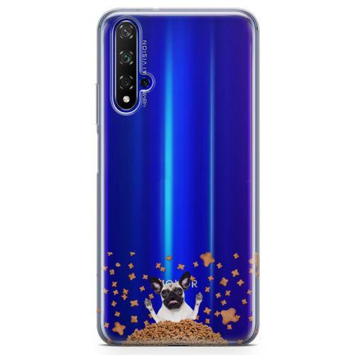 Honor View 20 Kılıf Köpek Maması Pug Arka Kapak Koruma Desenli Full Koruyucu