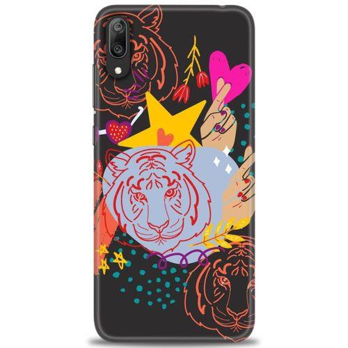 Huawei Y7 Prime 2019 Kılıf HD Baskılı Kılıf - Kaplan + Tam Ekran Koruyucu