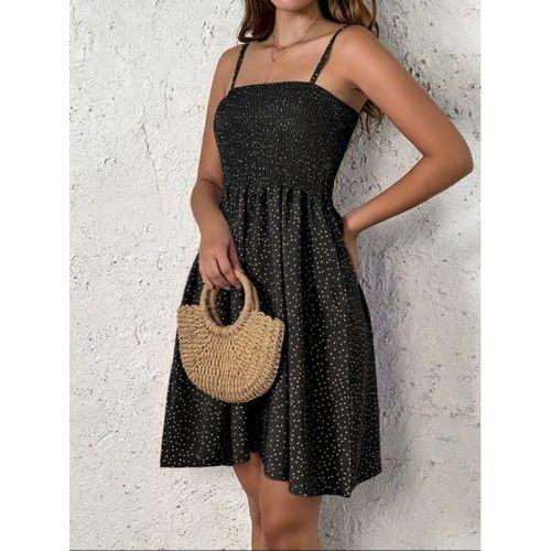 Kadın Ip Askılı Gipeli Desenli Kısa Süprem Elbise