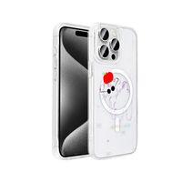 Apple iPhone 15 Pro Max Kılıf M-Safe Şarj Özellikli Şeffaf Zore Folk Sert Kapak