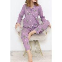 Önü Düğmeli Pijama Takımı Lila - 150.1287.