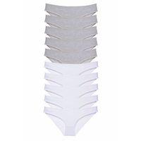 10 adet Süper Eko Set Likralı Kadın Slip Külot Gri Beyaz