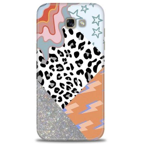 Samsung Galaxy A7 2017 / A720 Kılıf HD Baskılı Kılıf - Leopar ve Şimşekler + Tam Ekran Koruyucu