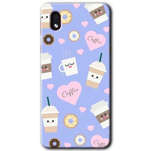 MRCİLETİSİM Samsung Galaxy A01 Core Kılıf Baskılı Kapak - Coffee Cake +Tam Kaplayan Mat Seramik