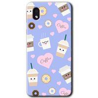 MRCİLETİSİM Samsung Galaxy A01 Core Kılıf Baskılı Kapak - Coffee Cake +Tam Kaplayan Mat Seramik