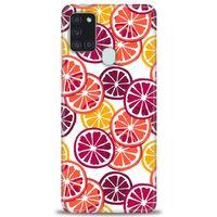 Samsung Galaxy A21S Kılıf HD Baskılı Kılıf - Bordo Limon Dilimleri + Tam Ekran Koruyucu
