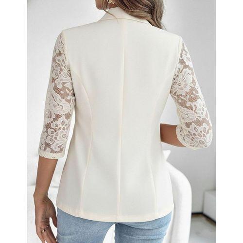 Kadın Uzun Kollu Truvakar Kol önden Düğmeli Cepli Dantelli Atlas Ceket