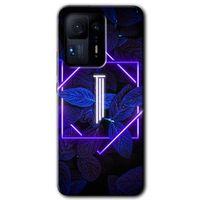 Xiaomi Mi Mix 4 HD Baskılı Kılıf + 9D Tam Ekran Koruyucu - Dark Neon Yaprak I Harfi