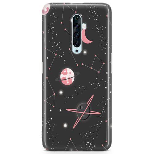 Oppo Reno2 Z 2019 Kılıf Pembe Satürn Arka Kapak Koruma Desenli Full Koruyucu