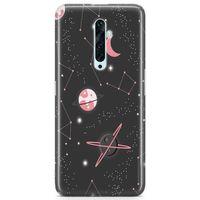 Oppo Reno2 Z 2019 Kılıf Pembe Satürn Arka Kapak Koruma Desenli Full Koruyucu