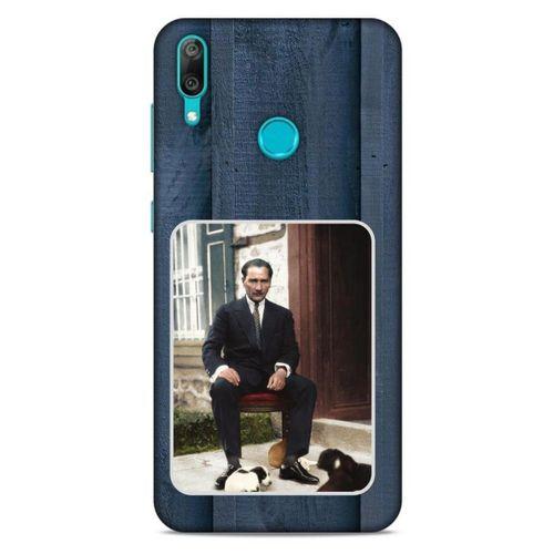 Huawei Y7 Prime 2019 Kılıf Atatürk (37) Silicone Cover Laci Ahşap