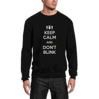 Keep Calm And Don't Blink Baskılı Siyah Erkek Sweatshirt
