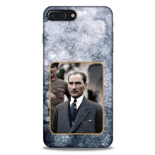 Apple Iphone 8 Plus Kılıf Atatürk (32) Soft Silikon Kılıf Gri Buzul