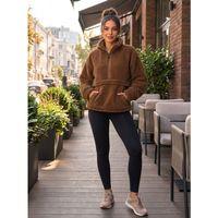 Kadın Yarım Fermuarlı Kanguru Cepli Peluş Wellsoft Sweatshirt