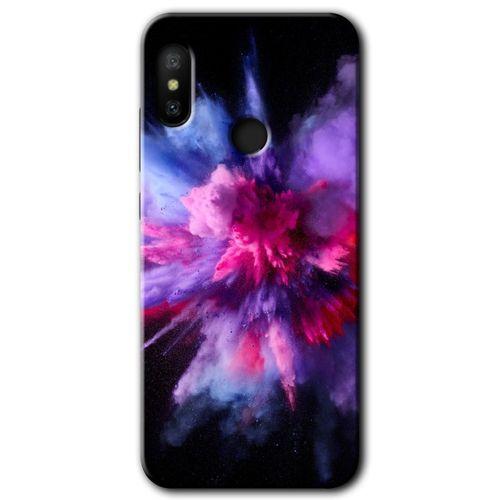 Xiaomi Redmi Note 6 Pro HD Baskılı Kılıf + 9D Tam Ekran Koruyucu - Color Splash Purple