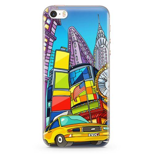 Apple iPhone SE Kılıf Nyc Taxi Manthattan Arka Kapak Koruma Desenli Full Koruyucu