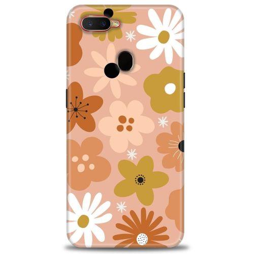 Oppo AX7 Kılıf HD Baskılı Kılıf - Kahveli Çiçekler + Tam Ekran Koruyucu