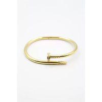 Taşlı Çivi Bilezik - Altın