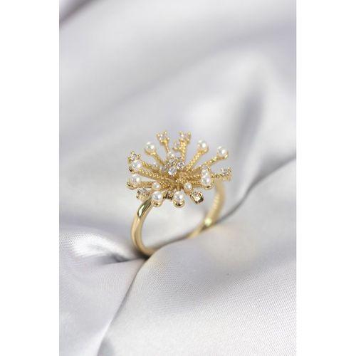 Gold Renk Karahindiba Model Zirkon Taşlı Kadın Yüzük