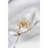 Gold Renk Karahindiba Model Zirkon Taşlı Kadın Yüzük