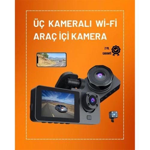 Full Hd Çözünürlüklü Üç Kameralı Araç İçi Kamera – Park Ve Sürüş Güvenliği