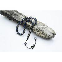 Oltu Taşı Bürokrat Boy Üçlü Çeşmi Bülbül Mavi İşlemeli Tespih