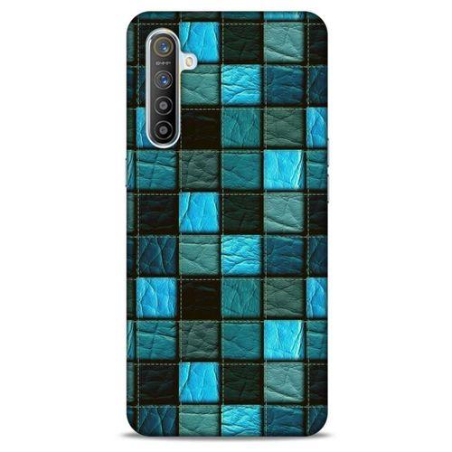 Oppo Realme XT Kılıf Patchwork (27) Tasarımlı Kılıf Turkuaz Siyah
