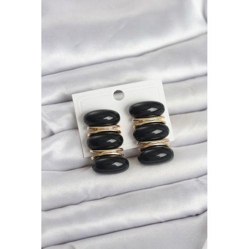 Siyah Vintage Model Gold Renk Kadın Küpe