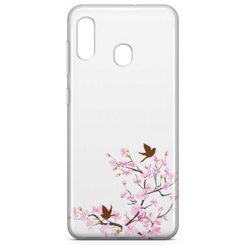 Samsung Galaxy A20 Kılıf Peony Kuşlar Arka Kapak Koruma Desenli Full Koruyucu