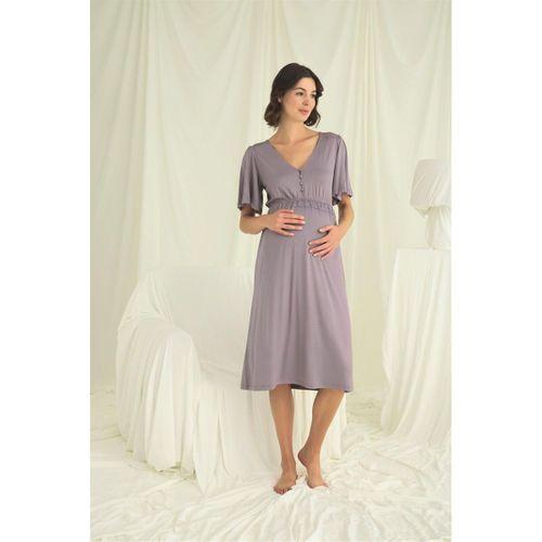 Dantelli Önden Düğmeli Hamile Lohusa Gecelik