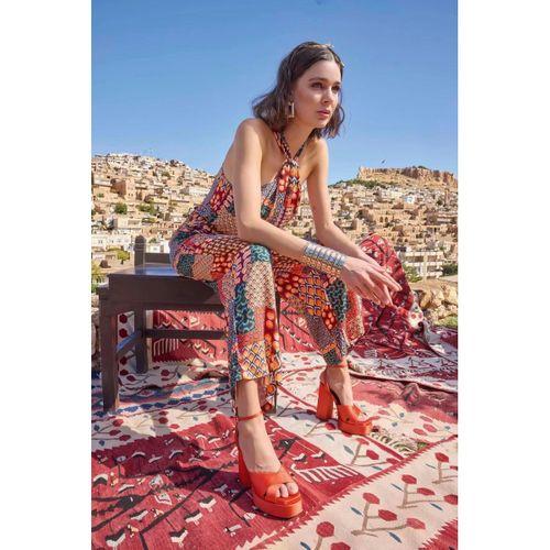 Etnik Desenli Saten Tulum