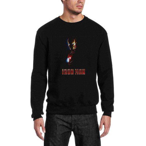 IRON MAN Baskılı Siyah Erkek Sweatshirt