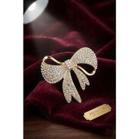 Gold Renk Zirkon Taşlı Fiyonk Model Broş