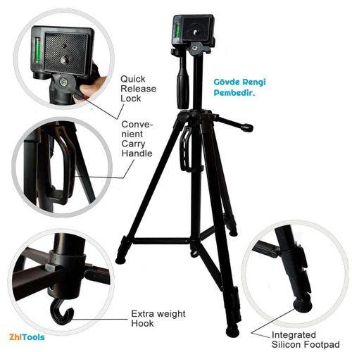 Zhltools 140Cm Aliminyum Hafif Gövdeli Su Terazili Tripod Pembe