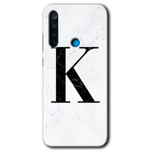 MRCİLETİSİM Xiaomi Redmi Note 8T Kılıf HD Desen Baskılı Arka Kapak + Temperli Cam - Beyaz Mermer Desenli L Harfi