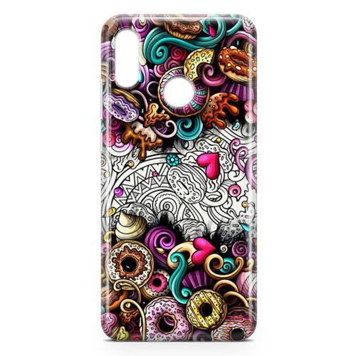 Huawei P Smart 2019 Kılıf Donut Doodle Arka Kapak Koruma Desenli Full Koruyucu