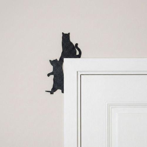 İki Kedi Figürlü Kapı Köşe Dekoru