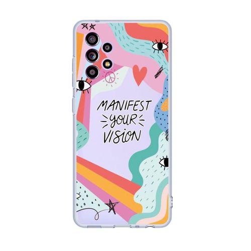 Galaxy A53 5G Uyumlu Manifest Your Vision Desenli Premium Şeffaf Silikonlu Telefon Kılıfı
