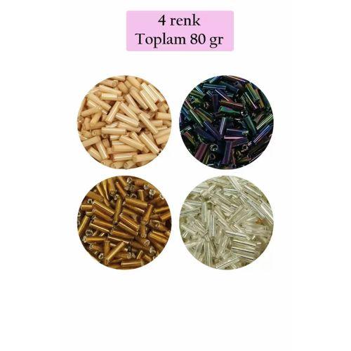 Uzun Boru Kesme Boncuk Çap 2mm Uzunluk 10 mm - 4 Renk - Toplam 80 Gram - BNC427