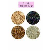 Uzun Boru Kesme Boncuk Çap 2mm Uzunluk 10 mm - 4 Renk - Toplam 80 Gram - BNC427