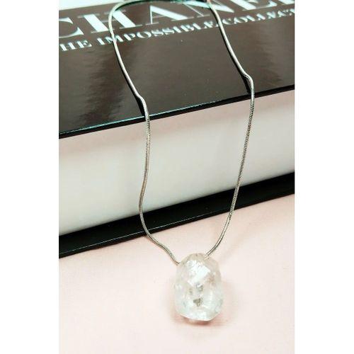 Kuvars Doğal Taşı Zincirli El Yapımı Kolye Uç: 2 cm Zincir: 20 cm Kutulu