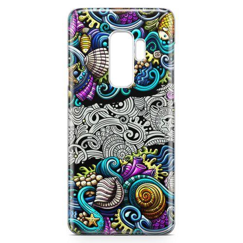 Samsung Galaxy S9 Plus Kılıf Deniz Mahsulleri Doodle Arka Kapak Koruma Desenli Full Koruyucu
